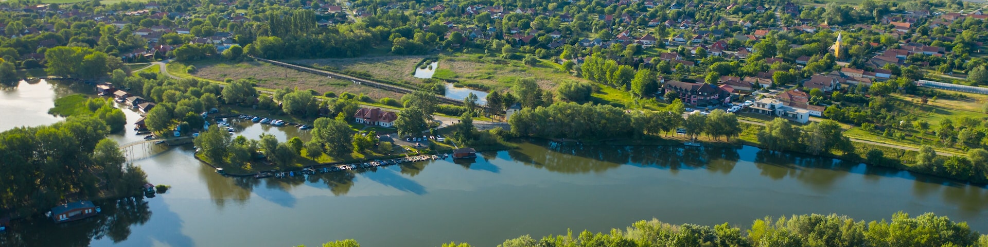 Aerial view of Tiszafured in Hungary.