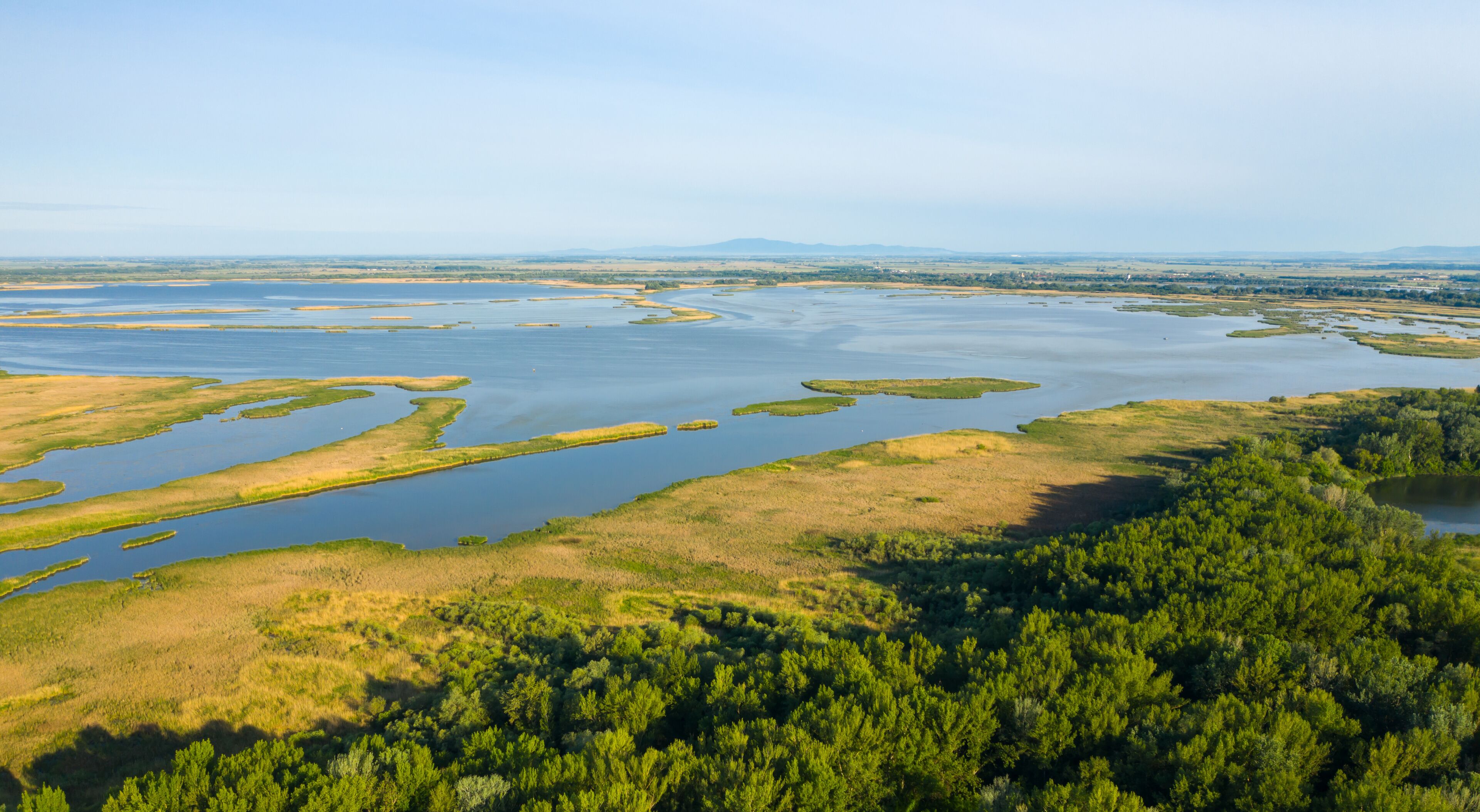 Aerial view of Tisza Lake.