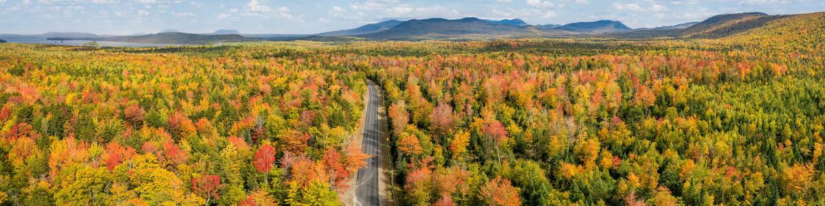 Scenic Drive in autumn near Moosehead Lake - Maine
