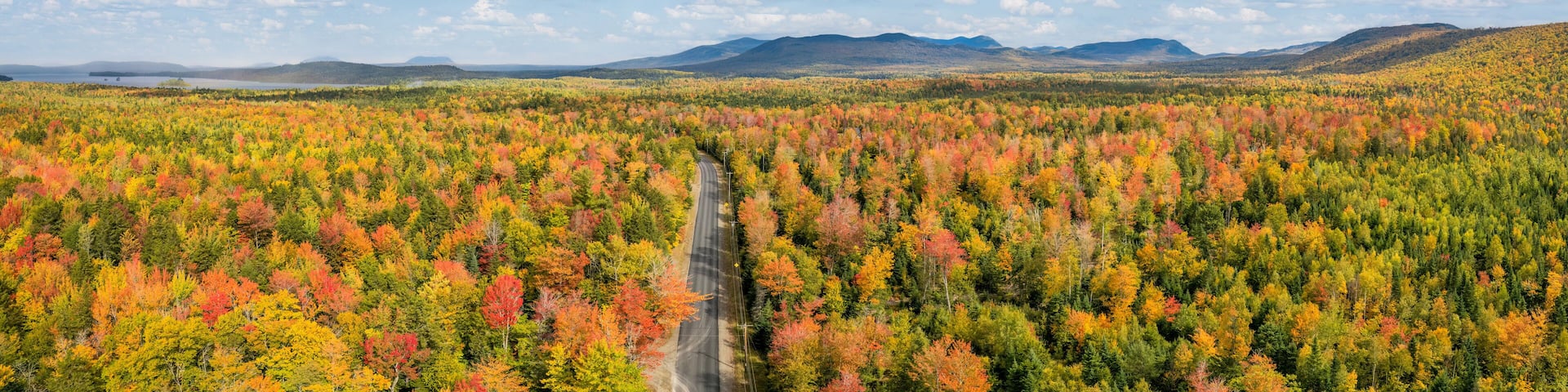 Scenic Drive in autumn near Moosehead Lake - Maine