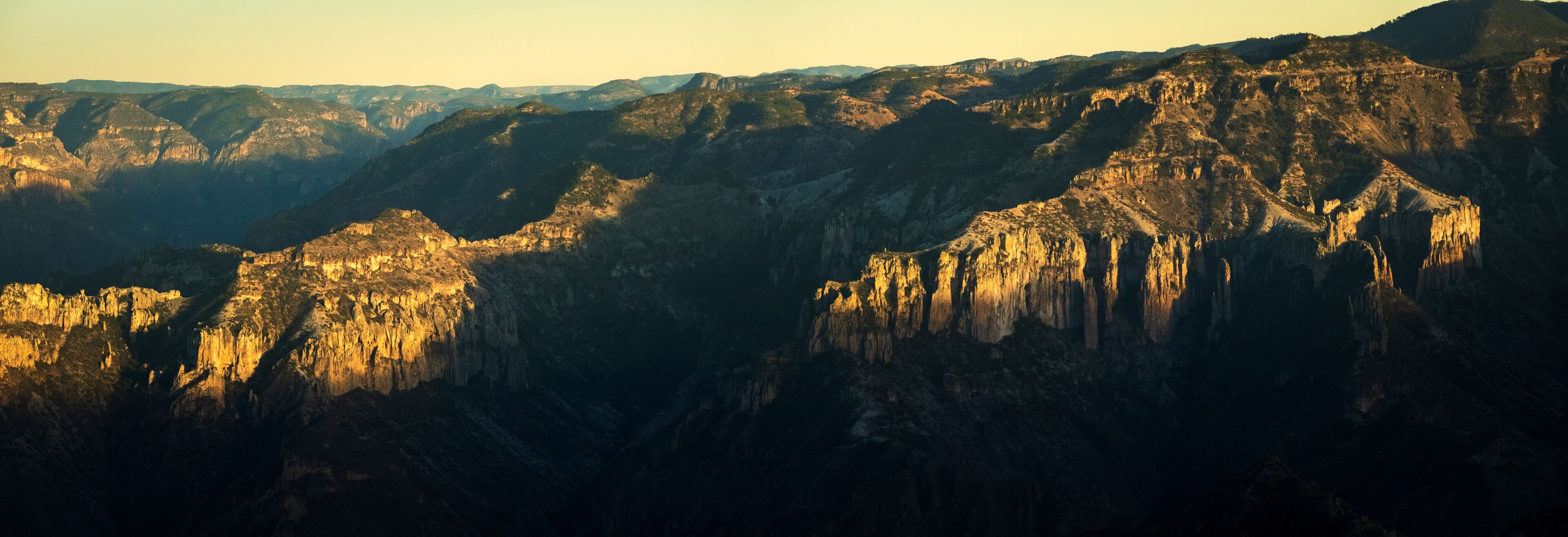 Mexico Copper Canyon Chihuahua state view at sunset aerial drone 