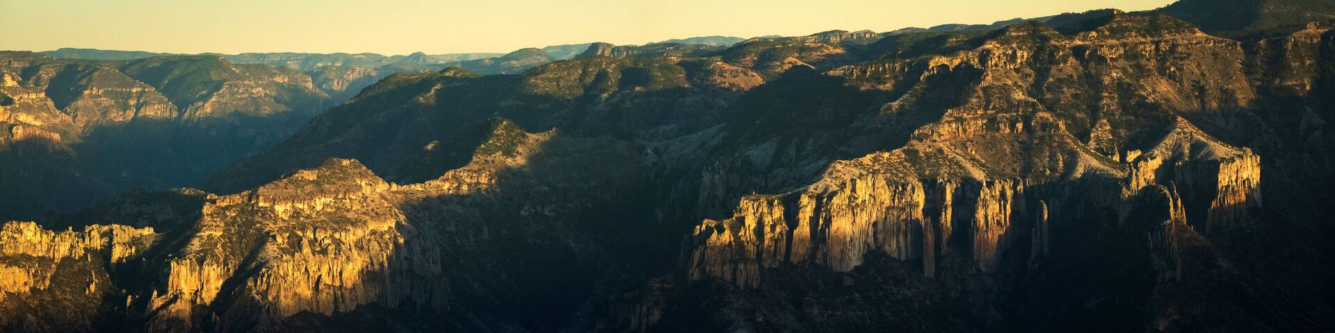 Mexico Copper Canyon Chihuahua state view at sunset aerial drone