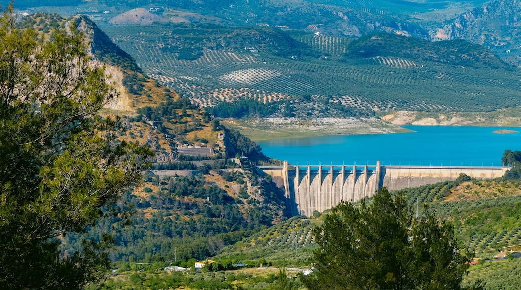 panoramic view of the Iznajar reservoir dam, Spain