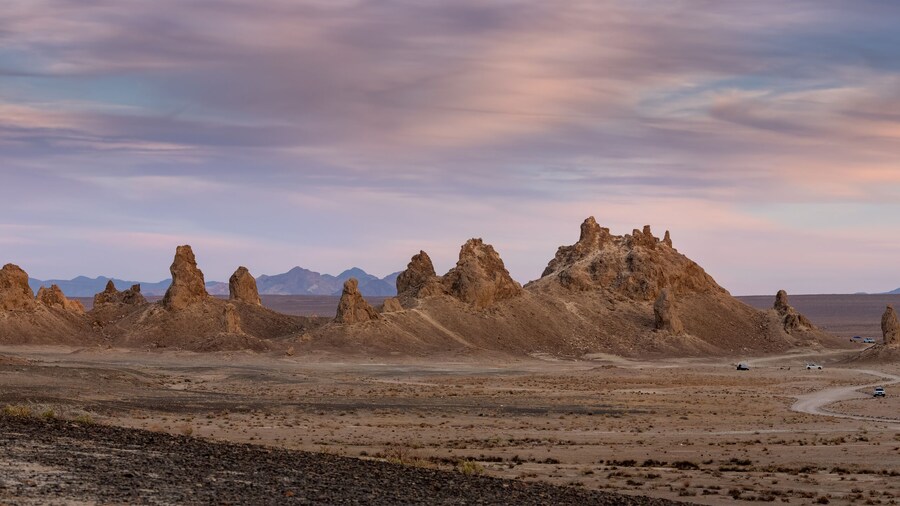 Trona Pinnacles landscape in Searles Valley, California.