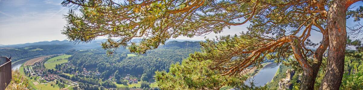 Panoramic view of Elbe river bend in Saxon Switzerland