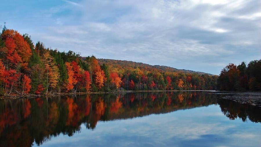 Iconic view from the dam at Bays Mountain Park in Kingsport, Tennessee. This place is beautiful no matter what season it is!! 🍁
#baysmountain #fall #leaves #reflections #clouds #beautifulday #fall2015 #whataview