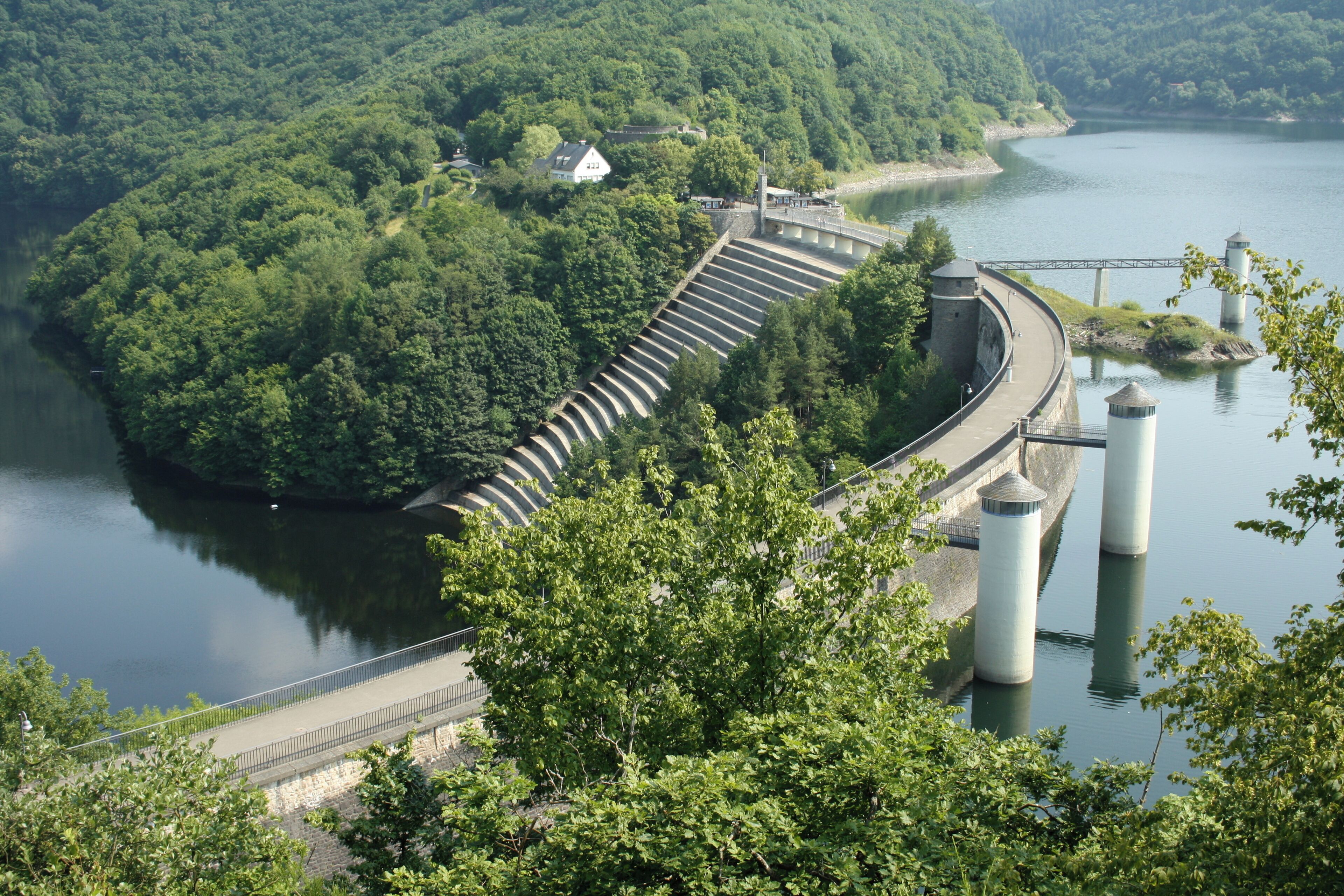 Urft Dam, seen from the southern Bank, Eifel National Park, Germany