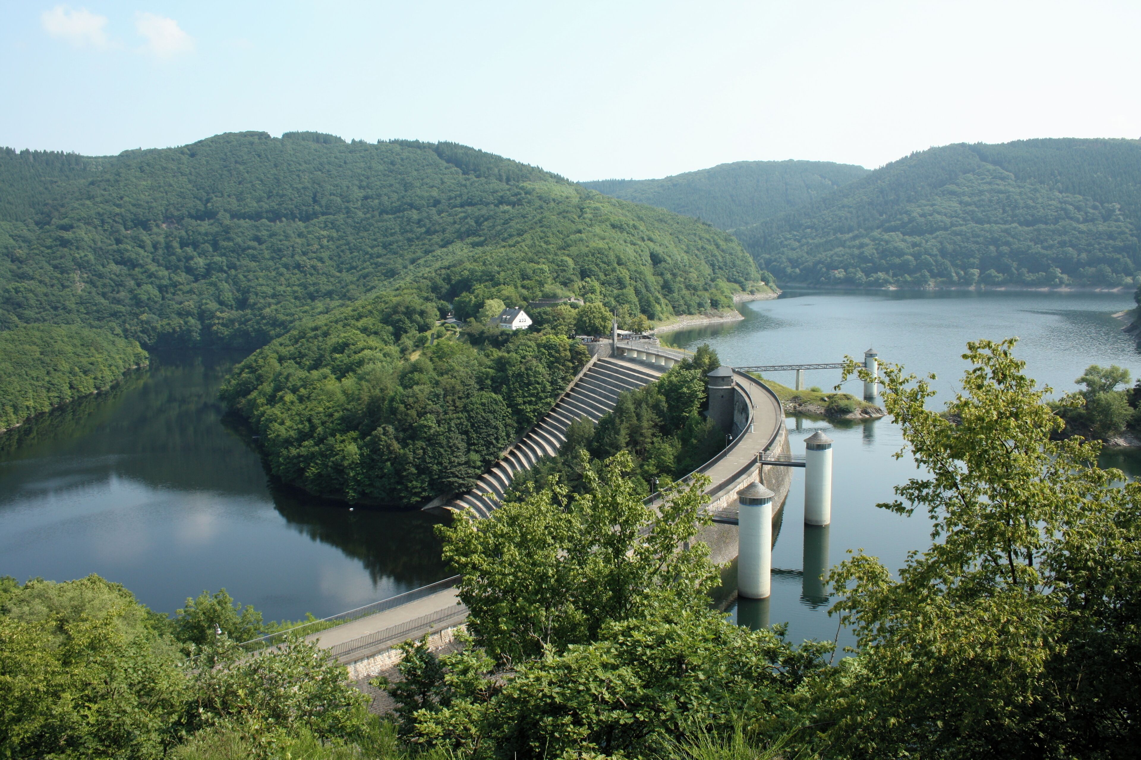 Urft Dam, seen from the southern Bank, Eifel National Park, Germany