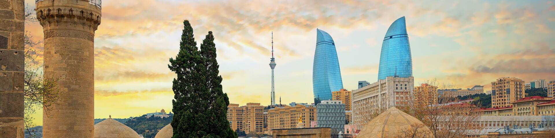 Old and modern architecture in Baku city, Azerbaijan
