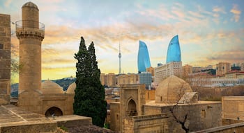 Old and modern architecture in Baku city, Azerbaijan
