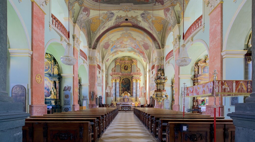 Klagenfurt Cathedral which includes heritage elements, interior views and a church or cathedral