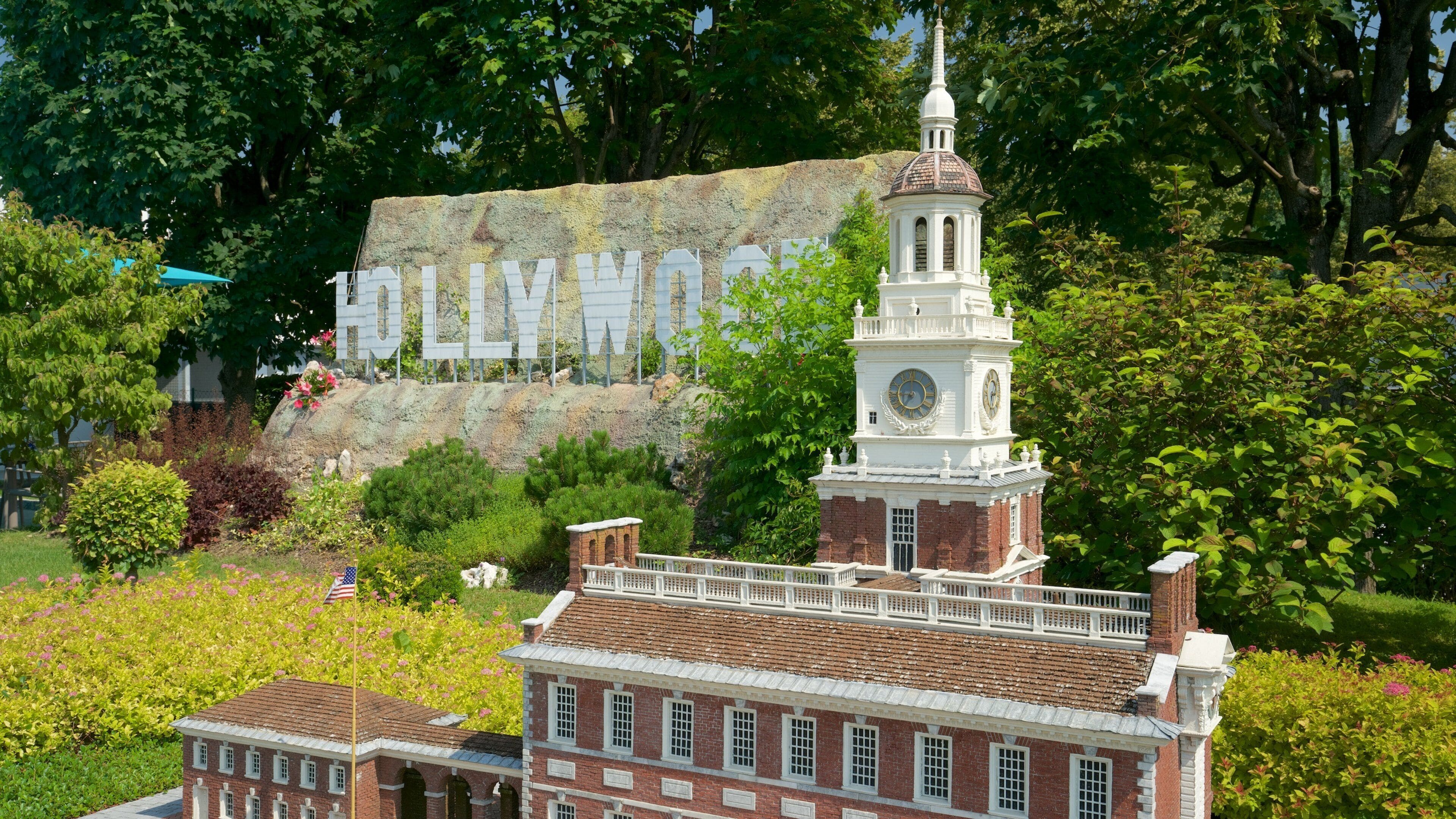 Minimundus which includes a garden, signage and outdoor art