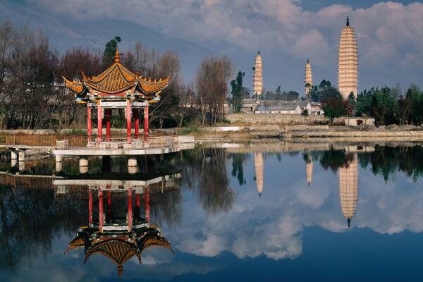 China, Yunnan Province, Dali, Three Pagodas of Chongsheng Temple
