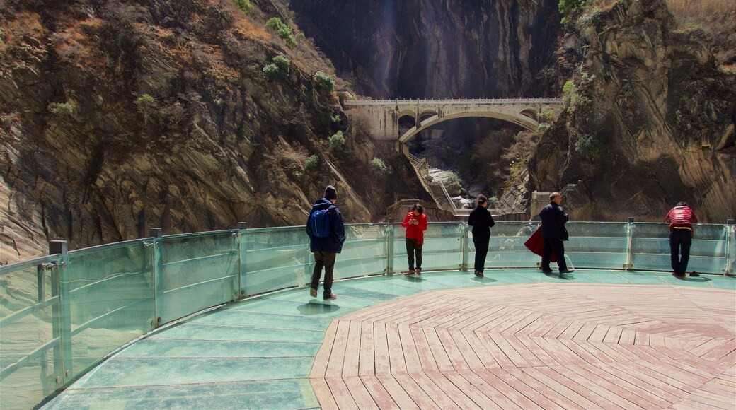 Tiger Leaping Gorge featuring views, a gorge or canyon and a bridge