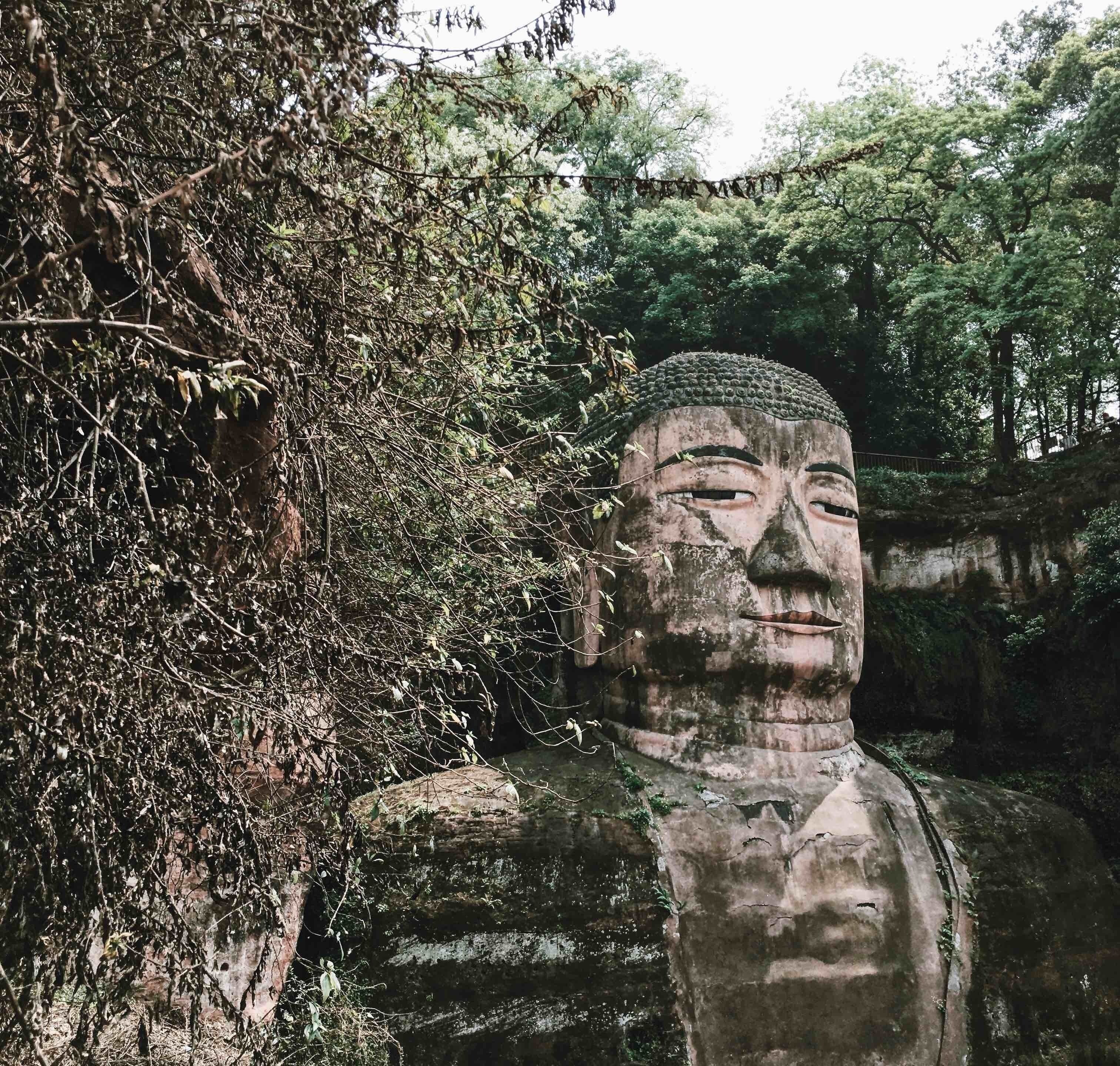 The largest stone Buddha in the world can be found right here in Leshan, Sichuan province in China. 71m tall built during the Tang Dynasty.