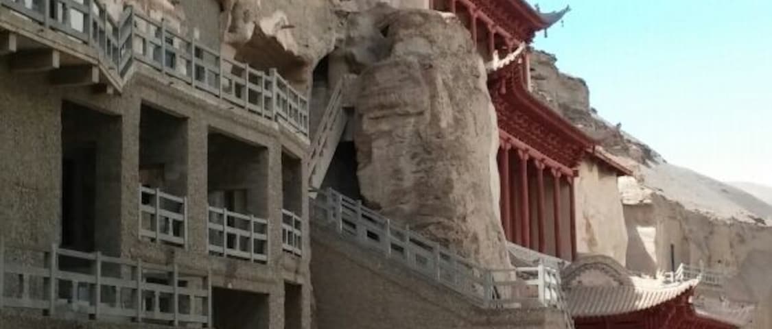 Mogao caves Buddhist statuary and frescos inside the caves