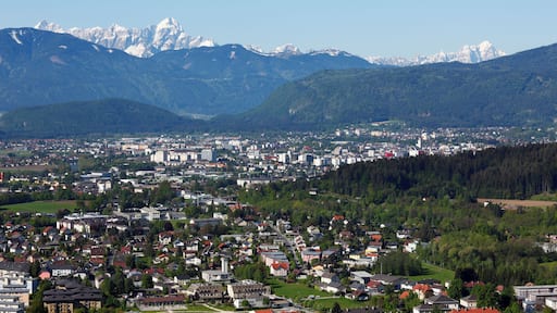 View from the Landskron castle ruins and Karawanken Villach, Carinthia, Austria, Europe