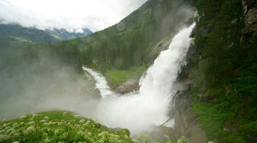 Krimmler-fallene fasiliteter samt rolig landskap, vannfall og fossestryk