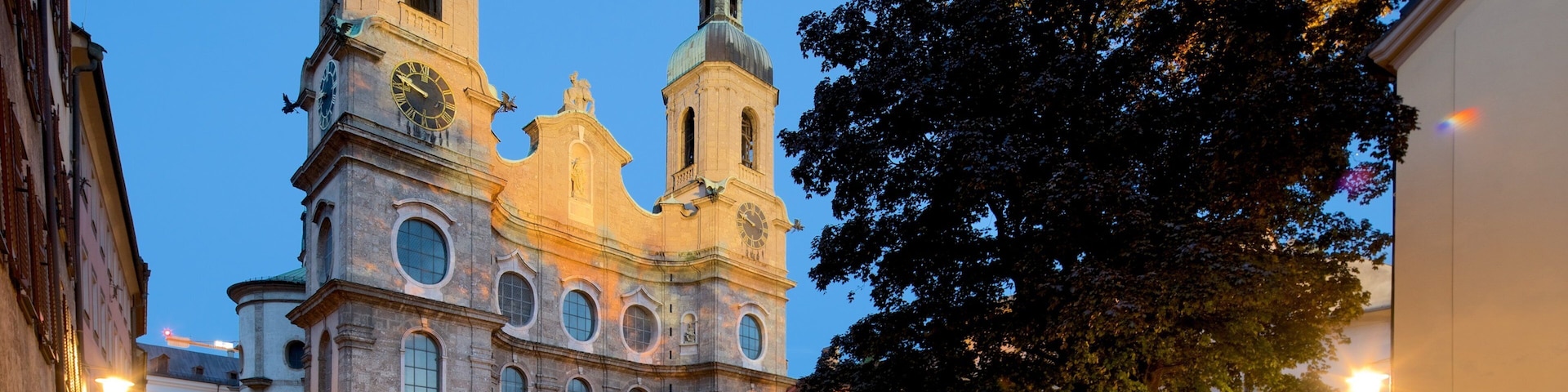 Cathedral of St. James which includes night scenes, a church or cathedral and heritage architecture