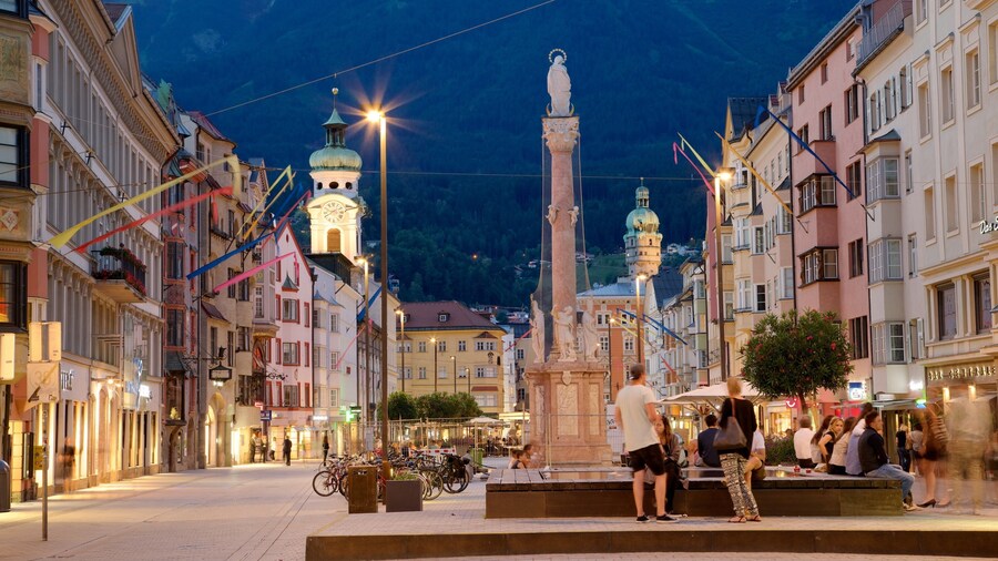 Anna\'s Column which includes night scenes, heritage elements and a square or plaza