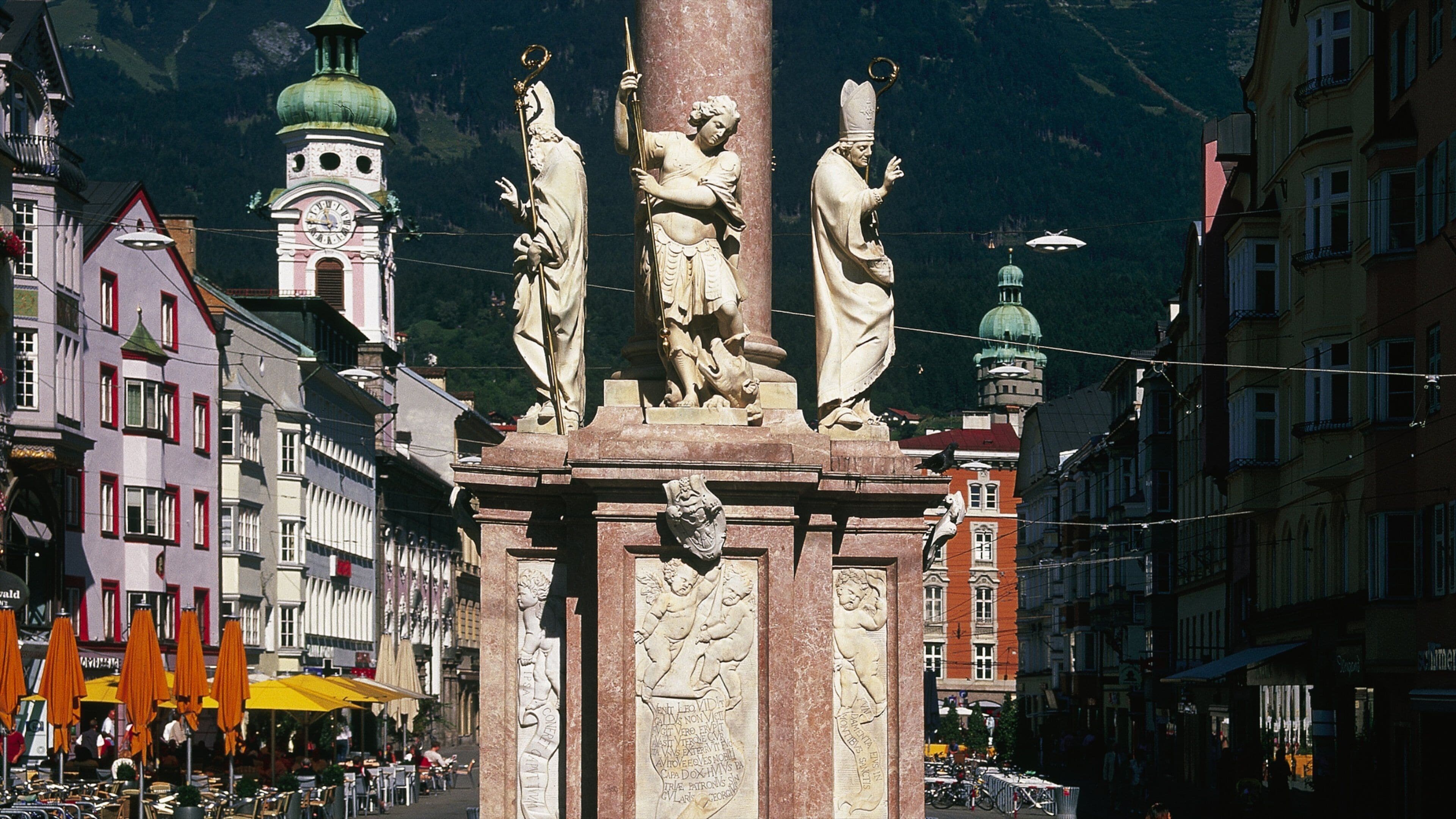 Anna\'s Column showing a city, outdoor art and a statue or sculpture