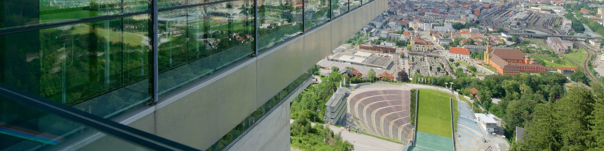 Bergisel Ski Jump featuring tranquil scenes and a city