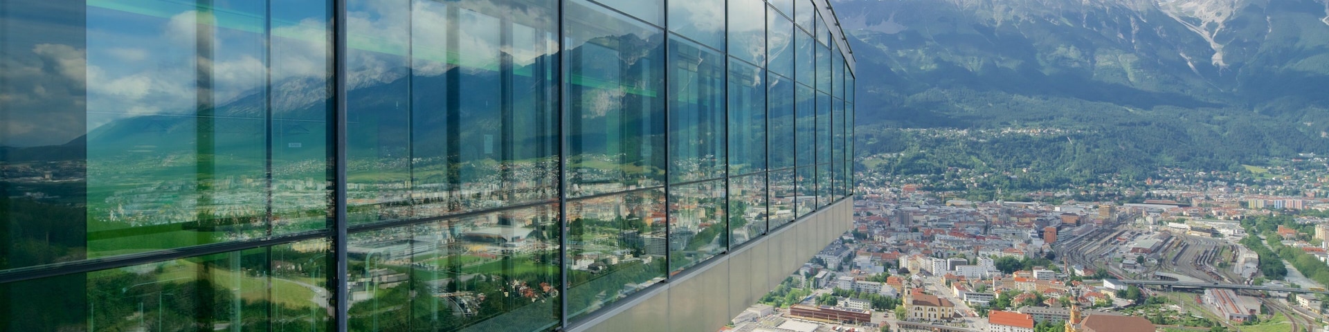 Bergisel Ski Jump featuring tranquil scenes and a city