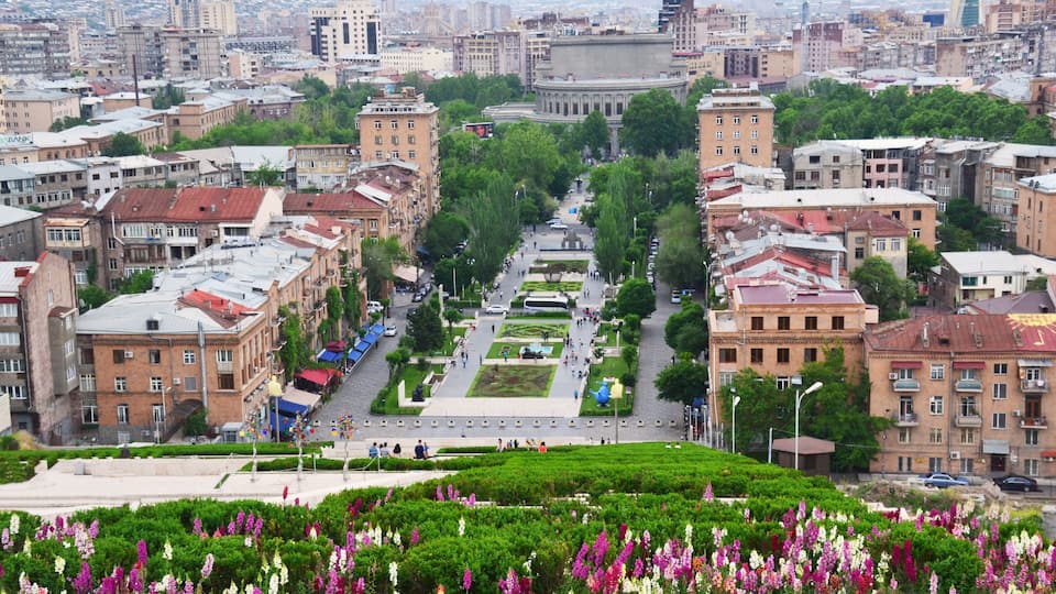 View of Yerevan city center from the top of Cascade Building, Yerevan, Armenia