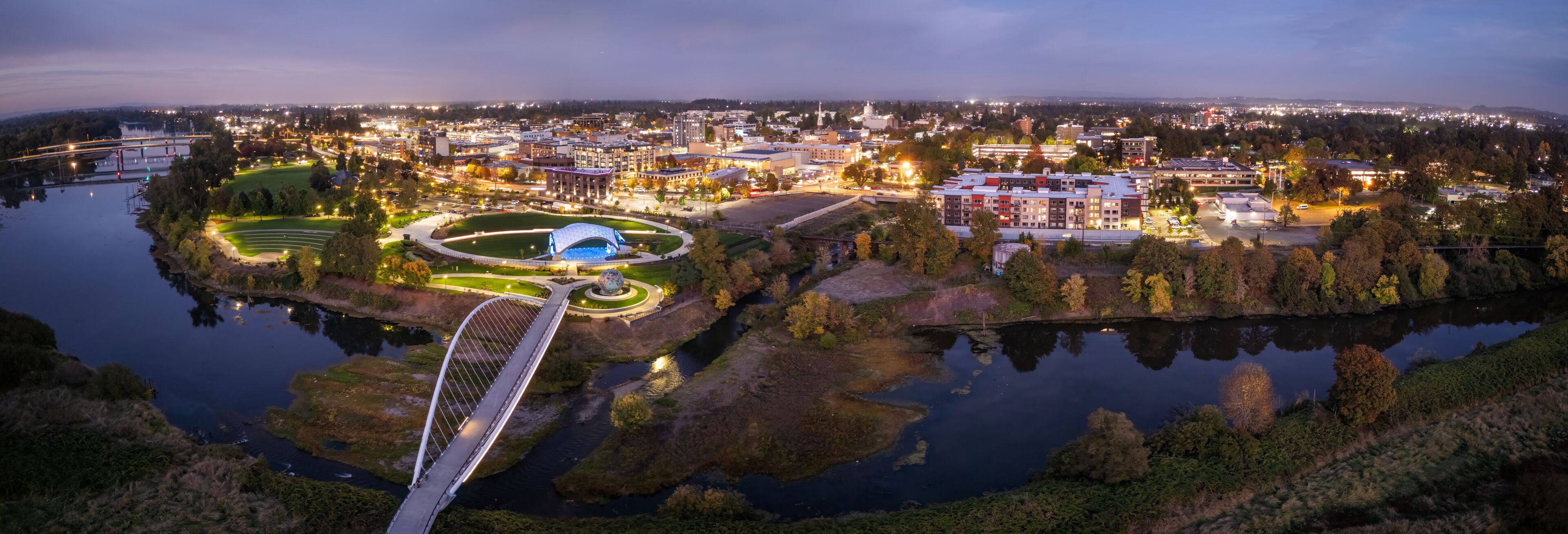 Salem Oregon Peter Minto Bridge Night City Lights State Capital Panorama