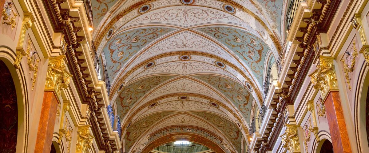 Intricate ceiling design of Cathedral of Salta reveals stunning architecture in Salta Province, Argentina