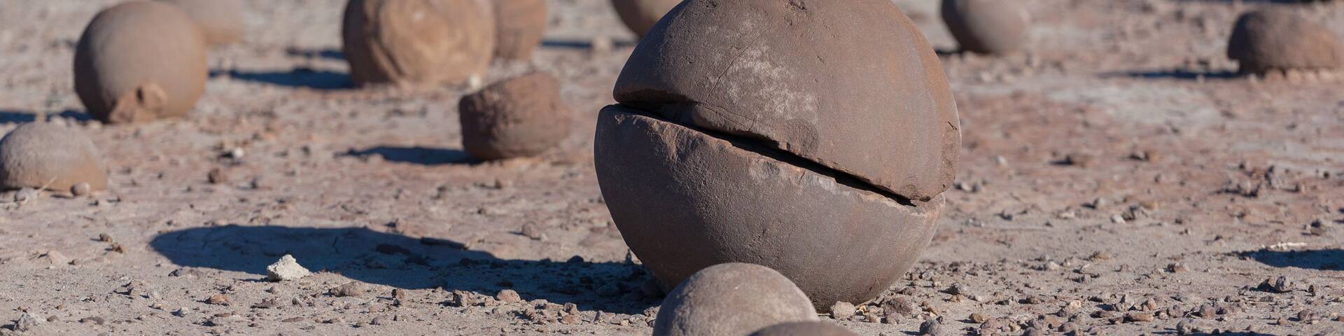 Rock formations in a national park Ischigualasto, Moon Valley (Valle de la Luna), San Juan, Argentina