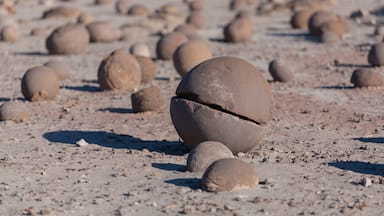 Rock formations in a national park Ischigualasto, Moon Valley (Valle de la Luna), San Juan, Argentina