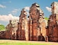 The impressive gateway of the church stands as testament to the power the Jesuit missions held over the local populations. This red sandstone gateway once stood 30ft tall (10m) as it welcomed the native Christian population into it's cavernous interior.
San Ignacio Mini was a Jesuit mission established in 1610 with the aim of converting the local Guaraní natives. The mission moved to this location in 1666 and a large complex was erected to house and protect up to 4000 converts. The complex was built in Spanish baroque style around a central courtyard and included a large church, school, hospital, cemetery, dormitories and workshops.
The mission was largely abandoned when the Jesuits were expelled by Spanish decree in 1767, and was then destroyed by Paraguayan decree some 50 years later. The remains of the mission were rediscovered in 1897 and are now listed as a UNESCO World Heritage Site.