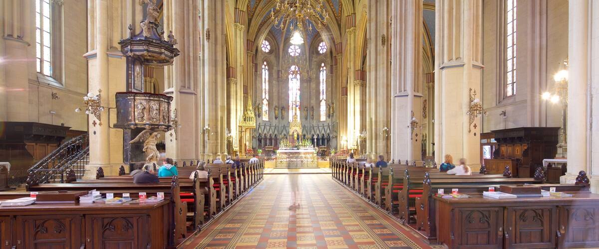 Zagreb Cathedral featuring a church or cathedral and interior views