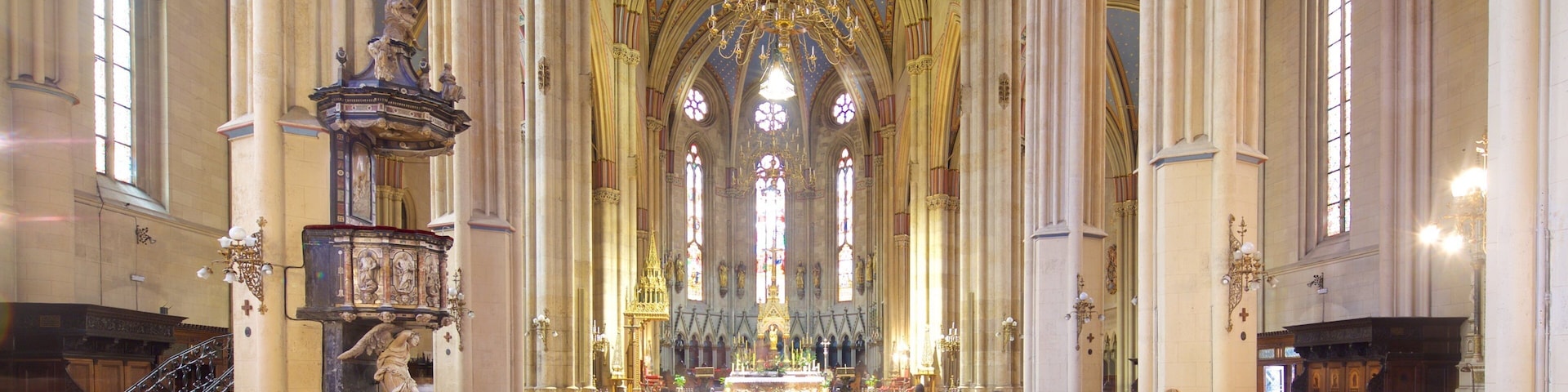 Zagreb Cathedral featuring a church or cathedral and interior views