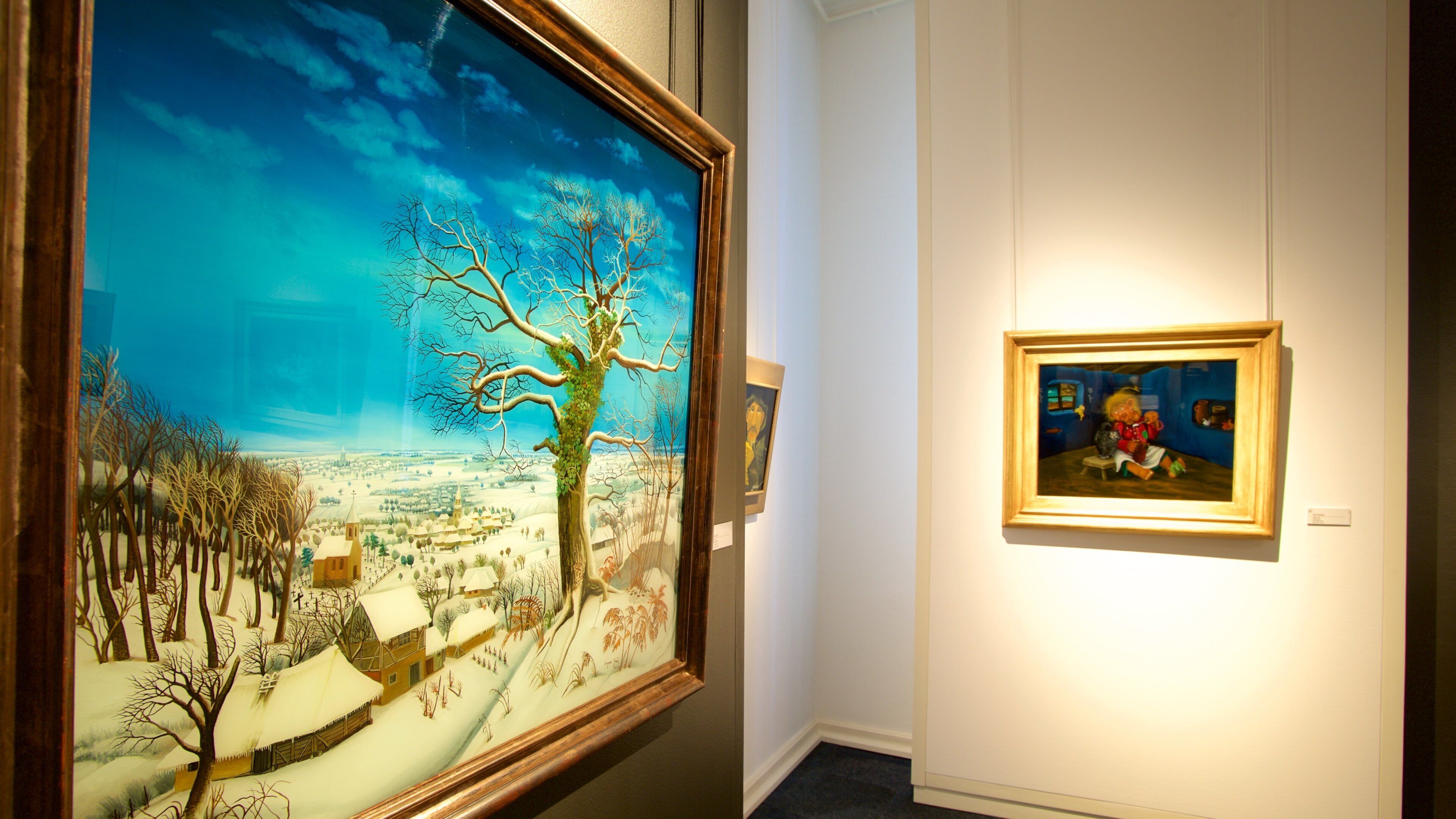 The Croatian Museum of Naive Art featuring art and interior views