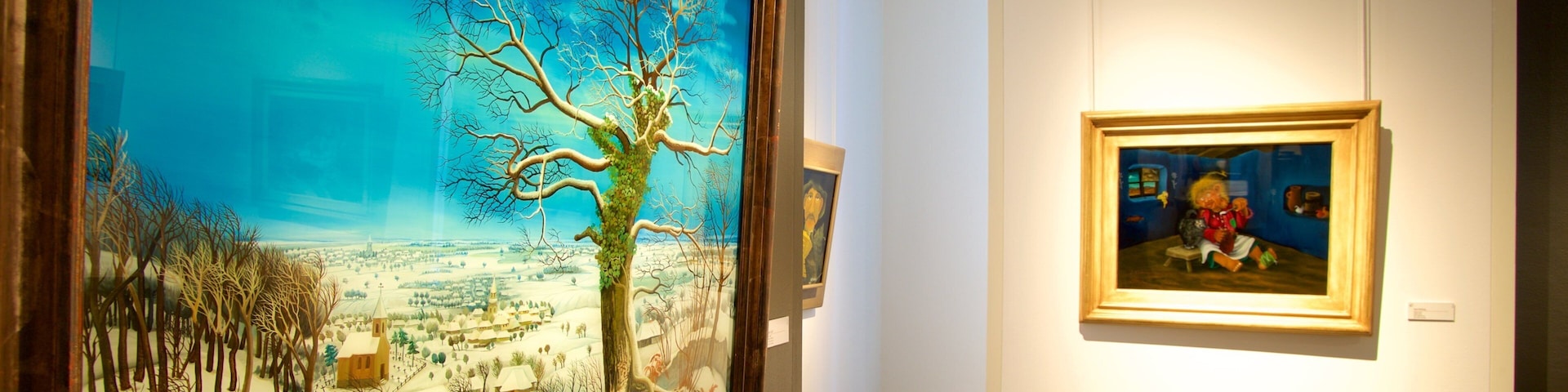 The Croatian Museum of Naive Art featuring art and interior views