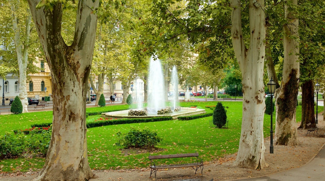 Zrinjevac showing a city, a park and a fountain