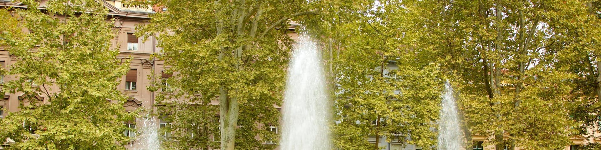 Zrinjevac featuring a garden, a city and a fountain