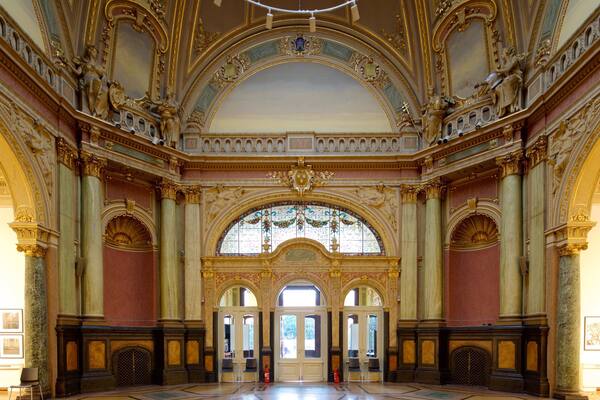 Art Pavilion showing heritage architecture, art and interior views