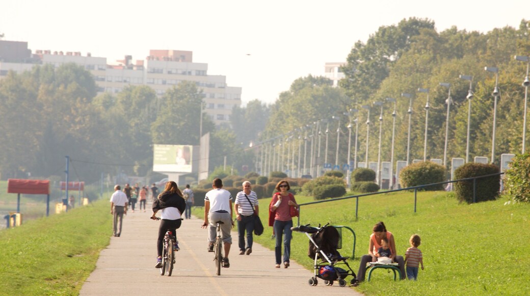 Jarun featuring a garden and cycling as well as a small group of people