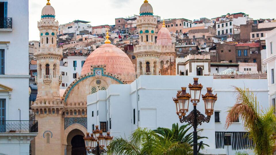 the mosque of ketchaoua and the ancient part of old city of Algeria, called casbah , Unesco World Heritage Site