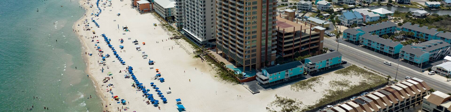 Gulf Shores, Alabama skyline, gulf shores alabama aerial, gulf of mexico, gulf shores, gulf shores alabama skyline, gulf shores alabama, gulf shores alabama beach, hotels, alabama