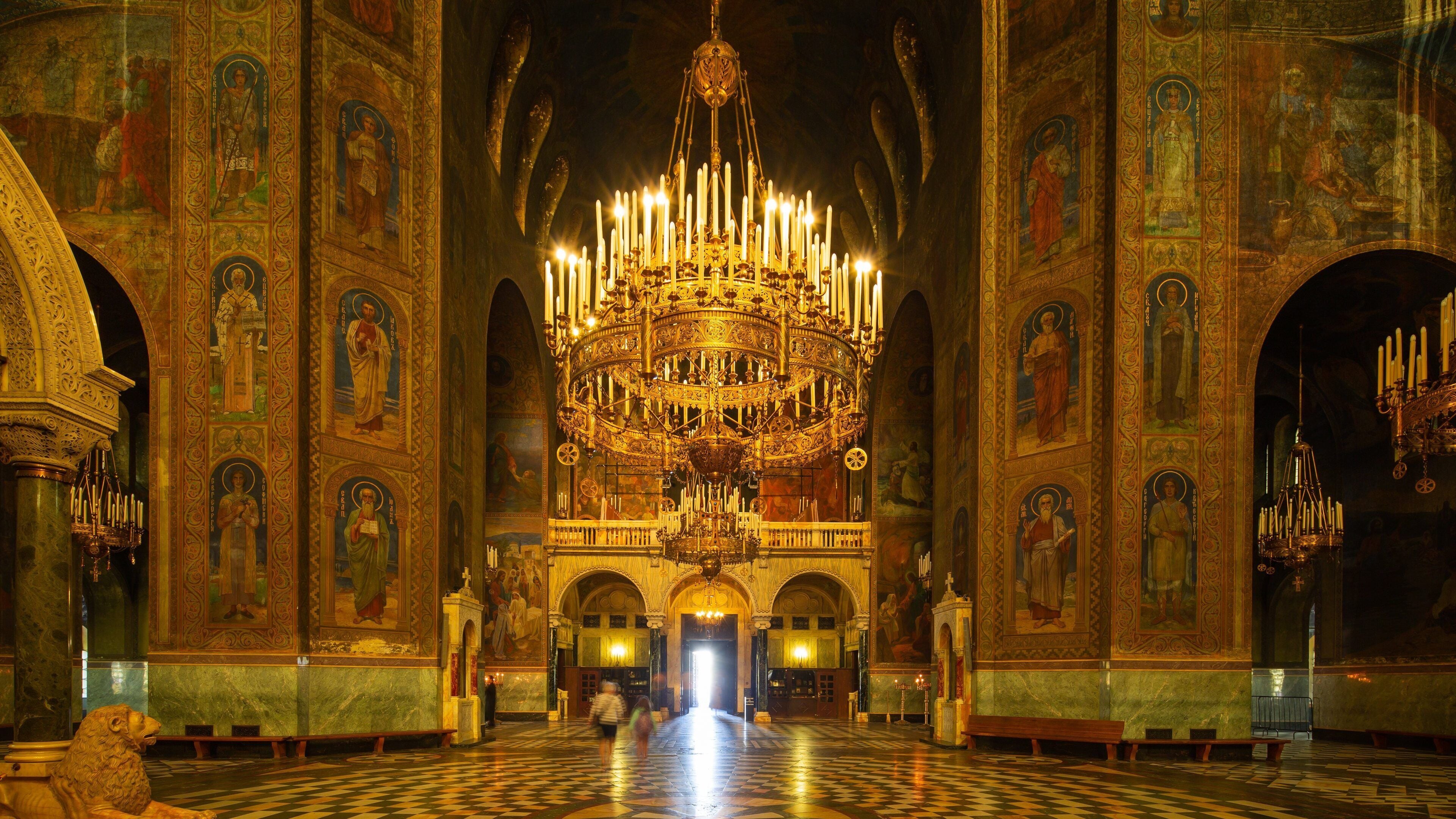 Alexander Nevski Cathedral which includes heritage elements, a church or cathedral and interior views