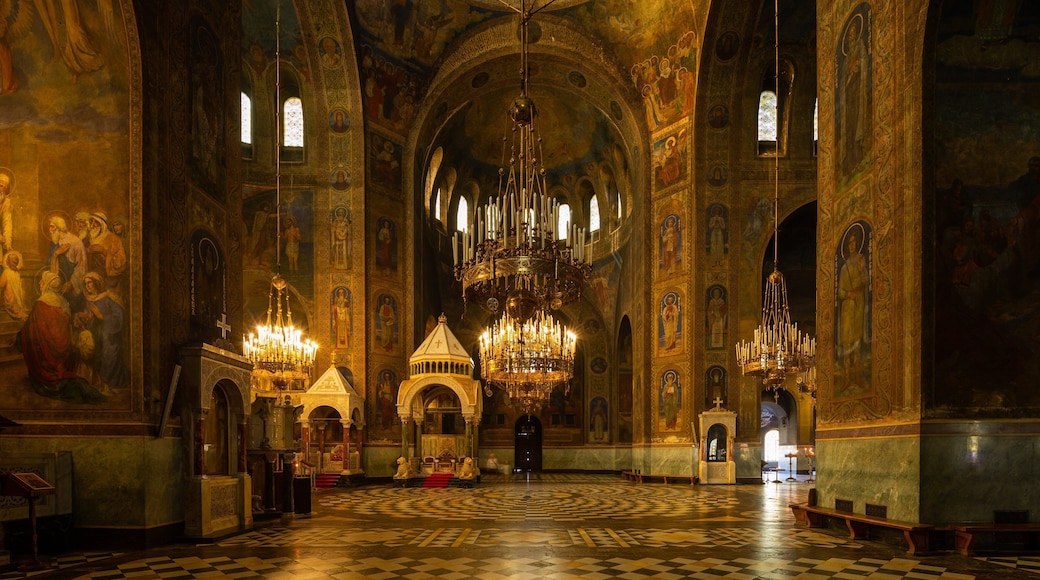 Alexander Nevski Cathedral showing interior views, heritage elements and a church or cathedral