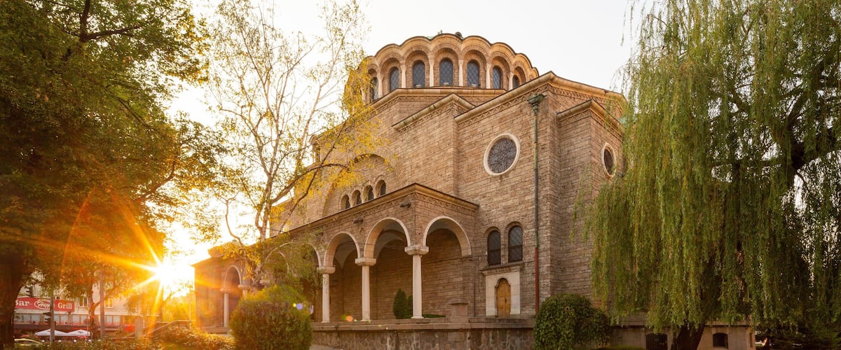 Saint Nedelya Church featuring a sunset and heritage architecture