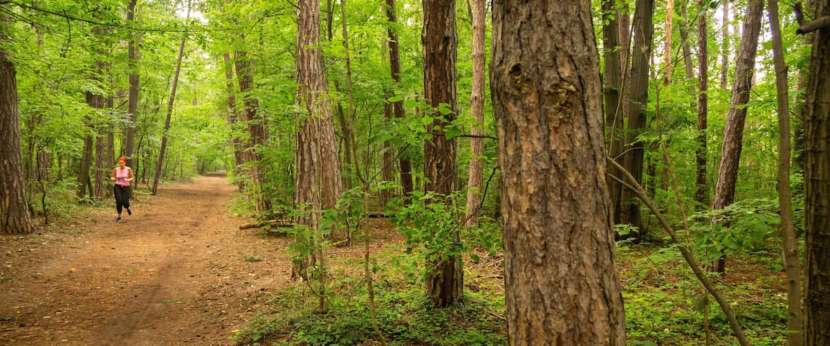 Borisova Gradina which includes hiking or walking and forests as well as an individual femail