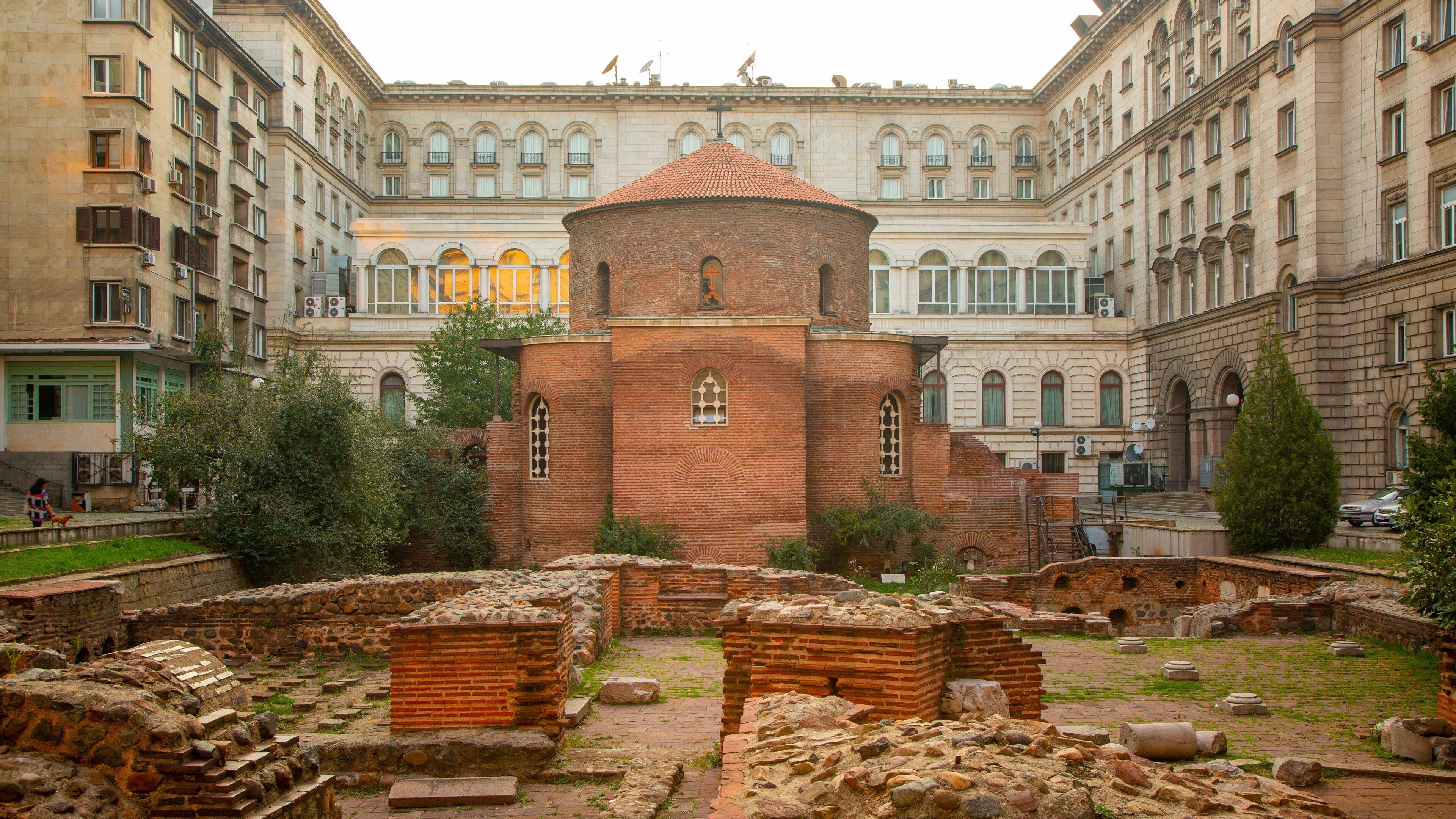 Church of St. George featuring a ruin and heritage elements