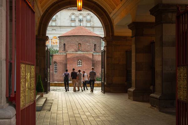 Church of St. George featuring street scenes and heritage elements