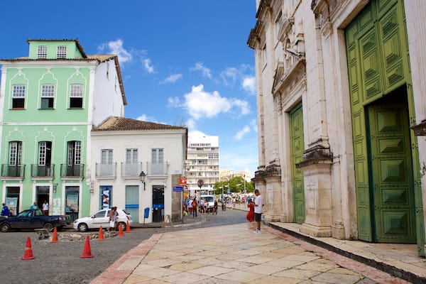 Cathedral of Salvador which includes a church or cathedral, heritage elements and street scenes